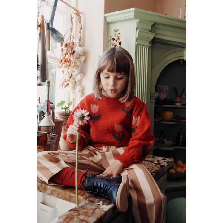 Tulip Intarsia Knit Pullover Tulipe Mars