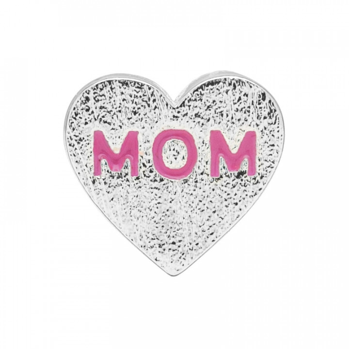 Heart Mom Silver Pink 1 Pcs