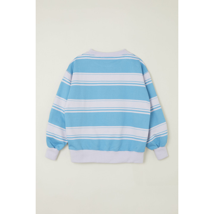 Oversized Sweatshirt Blue Moon Stripe Fleece