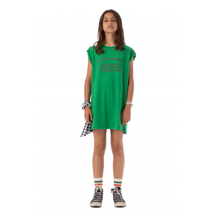 T-Shirt Dress Green "Hottest Summer" Print