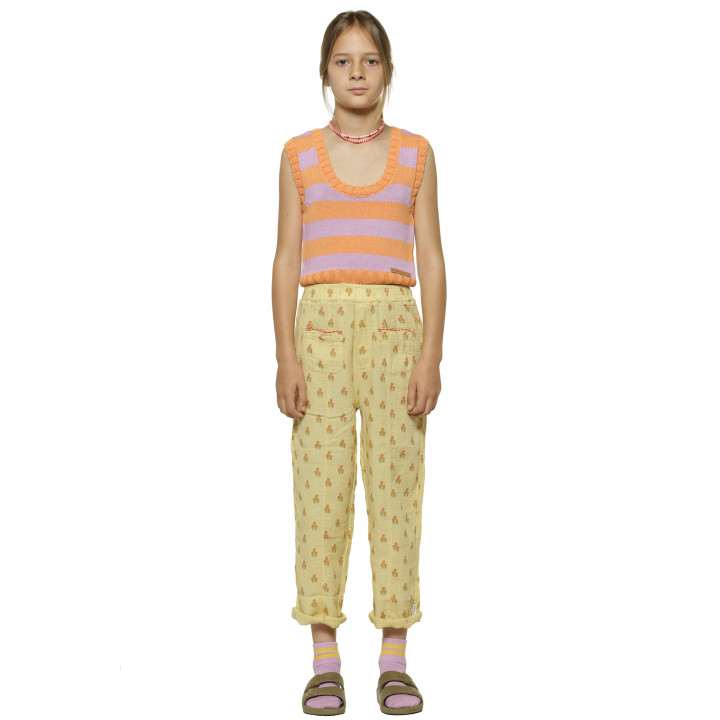 Girl Trousers Light Yellow w/ Flowers Allover