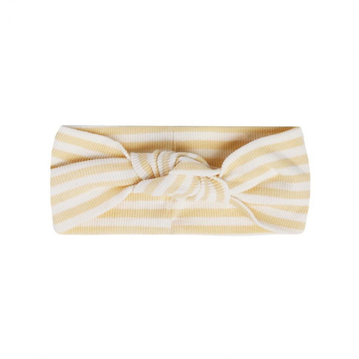 Ribbed Knotted Headband Yellow Stripe