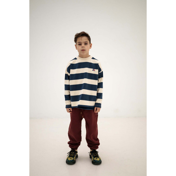 Boxy Sweater Eclipse Blue Block Stripe