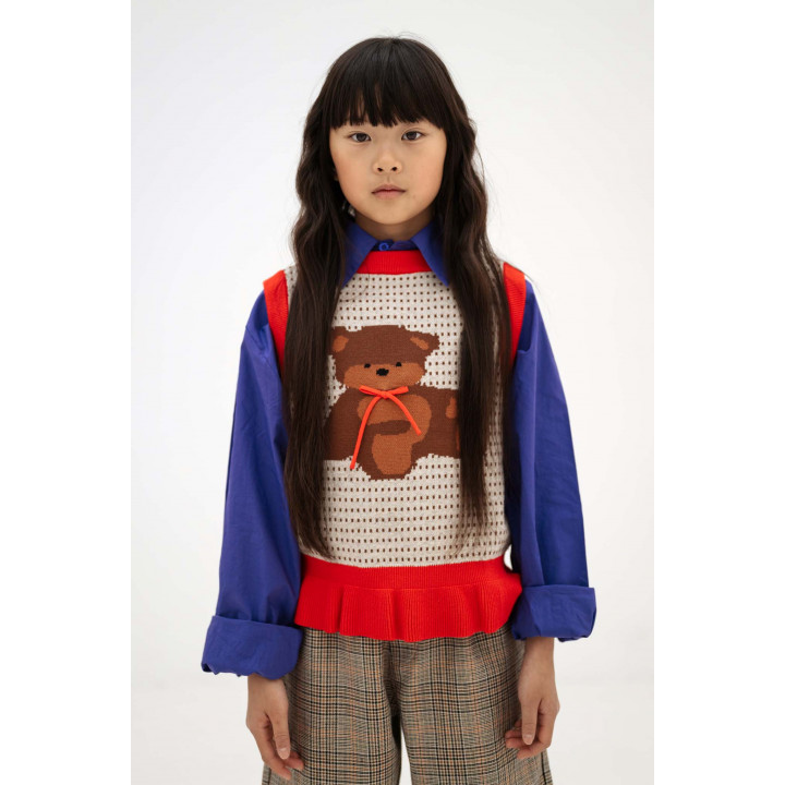 Knit Peplum Top Firecracker Red Mix