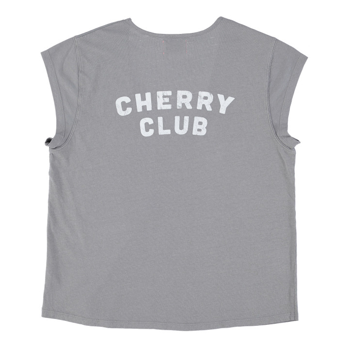 Sleeveless T-Shirt Grey Cherry Club Print