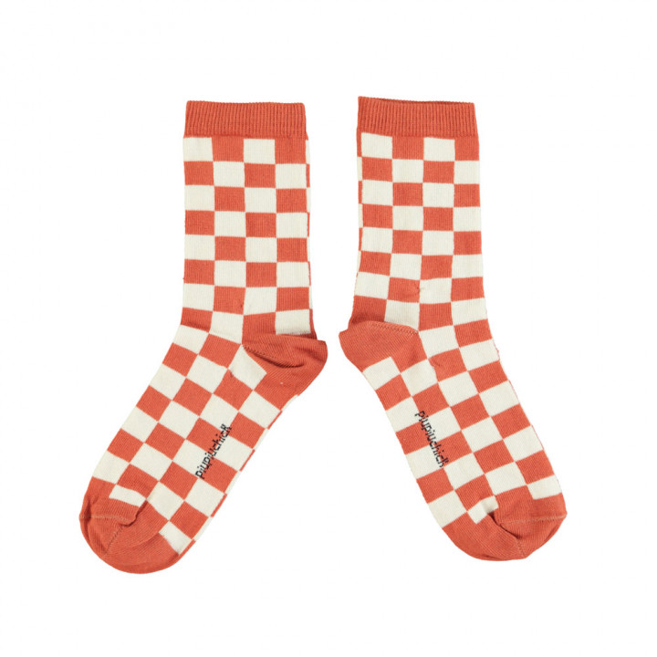 Socks Ecru & Terracotta Checkered