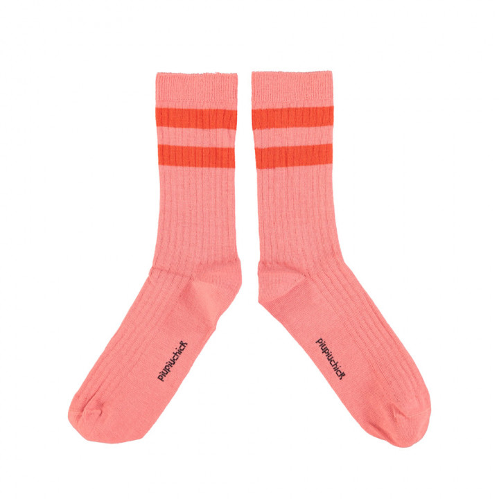 Socks Pink w/ Orange Stripes