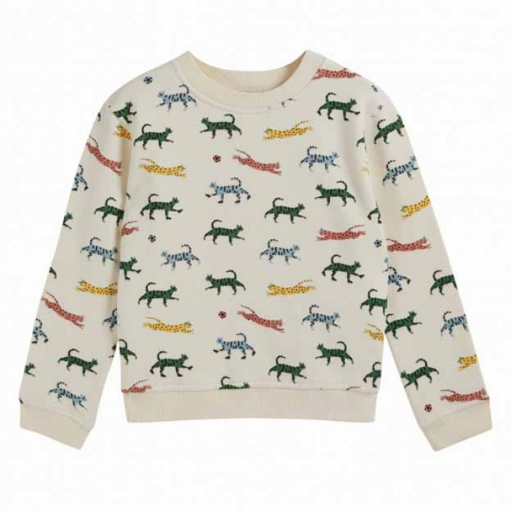 Sweater Imprime Ecru Chat