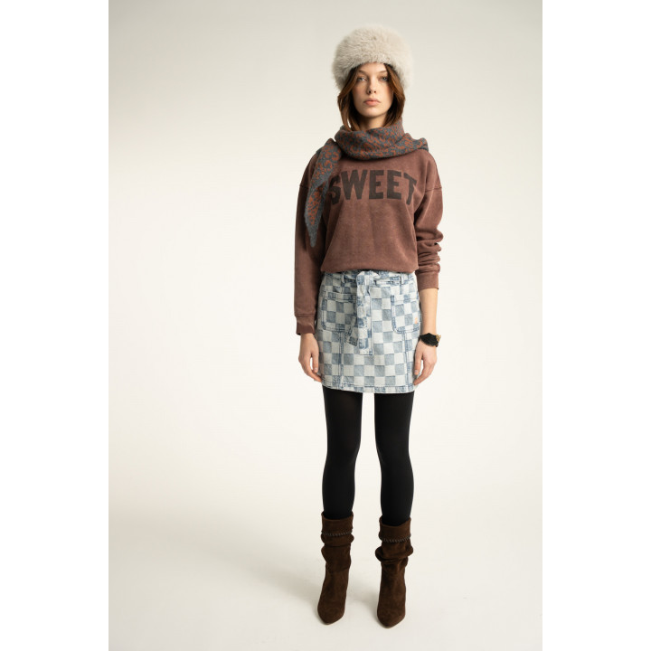 Sweatshirt | Faded Brown W/ Sweet Print