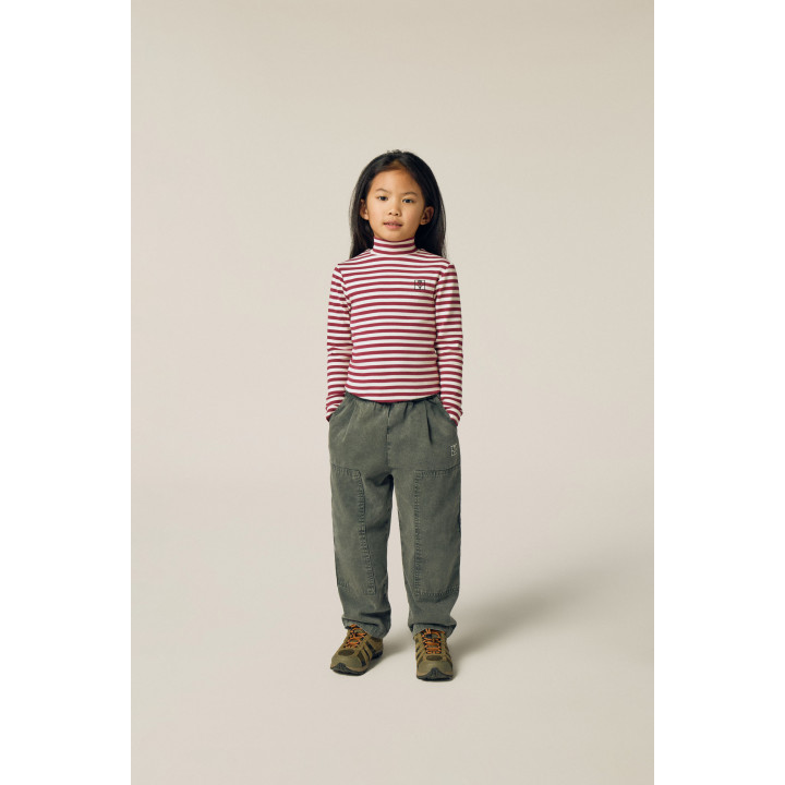 Burgundy Stripes Turtle Neck Tshirt