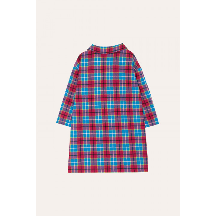 Red & Blue Checked Shirt Dress